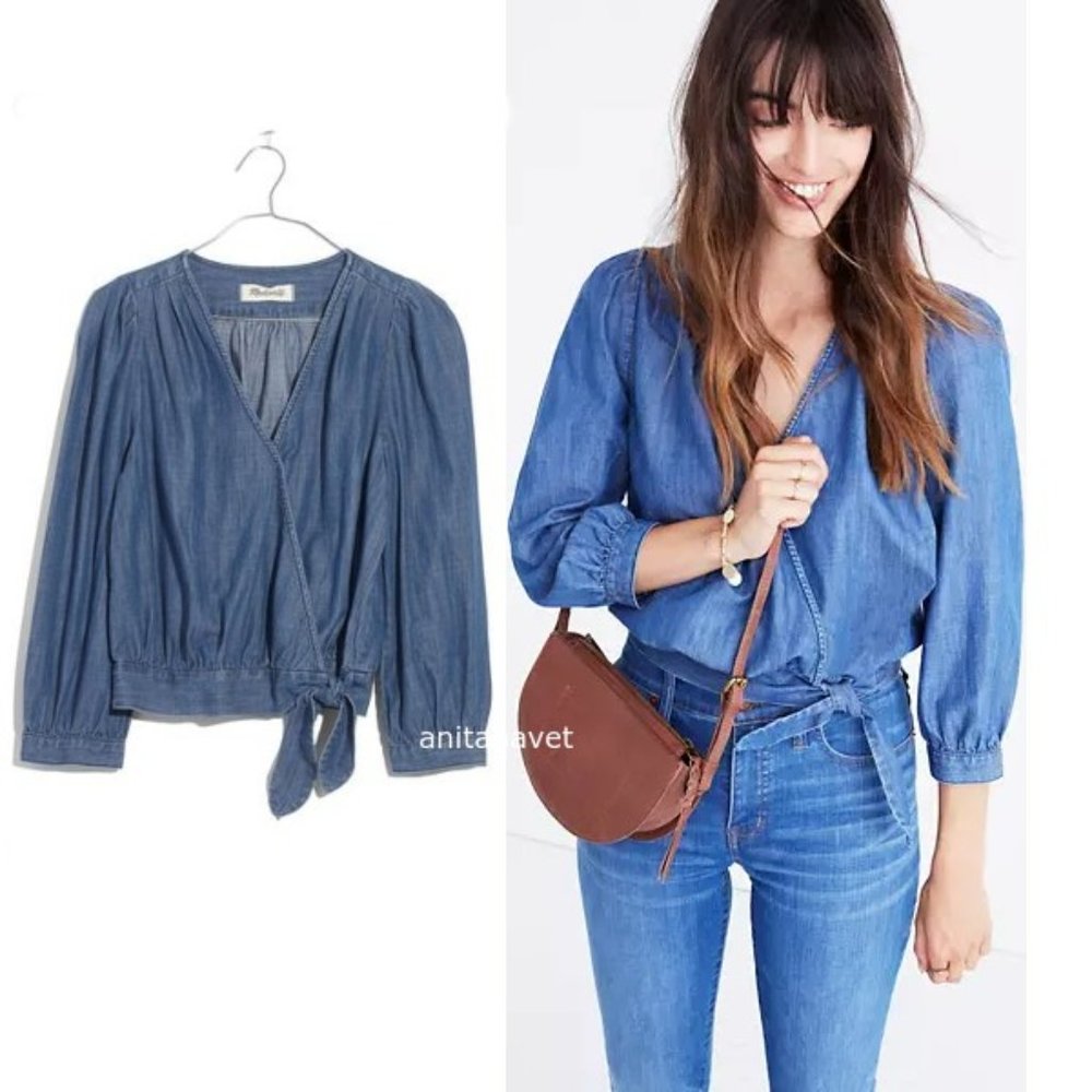 MADEWELL Demin Wrap Top Descanso Wash Style G7461